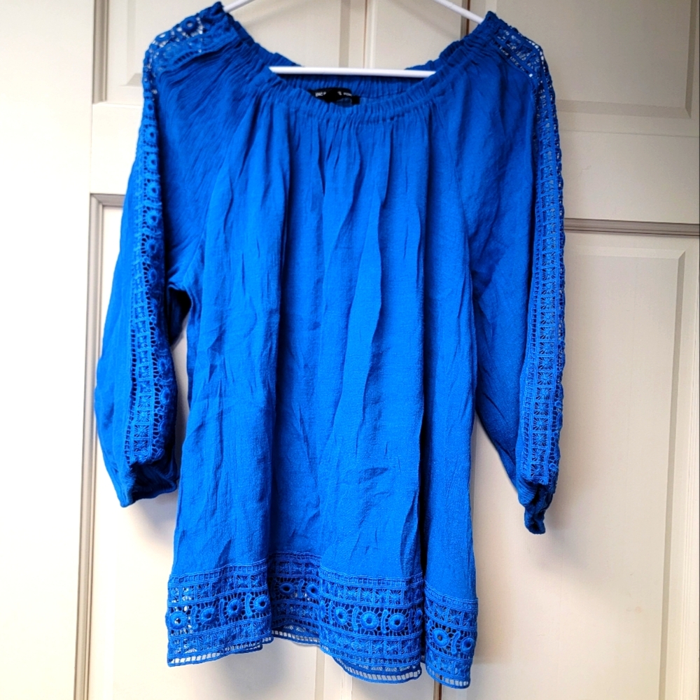 Zac & Rachel cobalt blue lace detail top